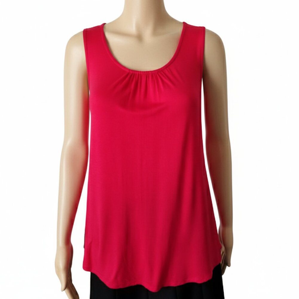 Cupio Top Sleeveless Back Lace Up Womens Scoop Neck Pink Floral Crochet Small